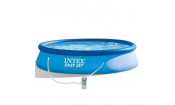 Надувной бассейн с надувным верхним кольцом 396х84см + фильтр-насос Intex 28142
