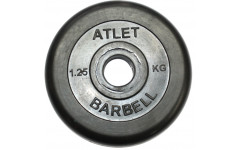 Диск обрезиненный, чёрного цвета, 31 мм, 1.25 кг Atlet