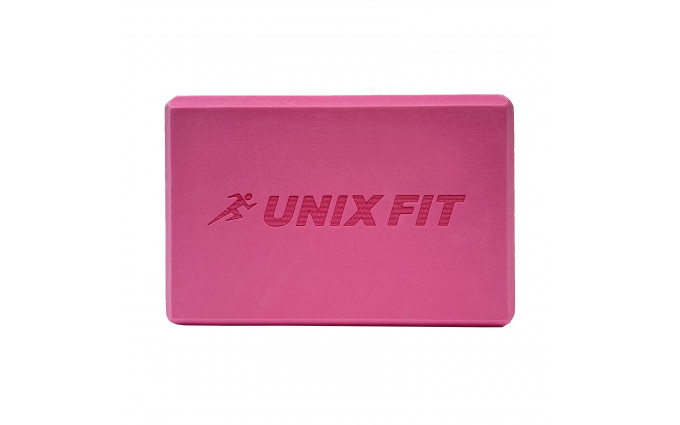 Блок для йоги и фитнеса UNIX Fit (200 г) 23 х 15 х 7 см, 1 шт, розовый